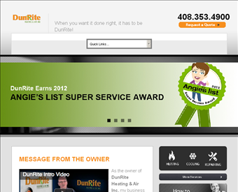 DunRite Heating & Air Inc. web screenshot
