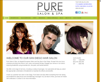 The Pure Salon Spa web screenshot