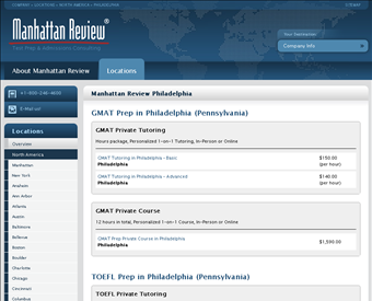 Manhattan Review GMAT GRE LSAT Prep & Admissions Consulting web screenshot