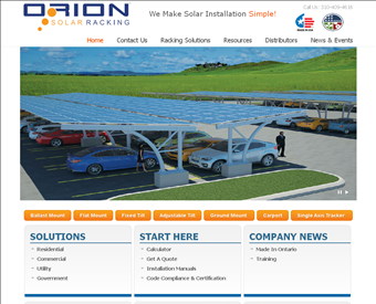 Orion Solar Racking web screenshot
