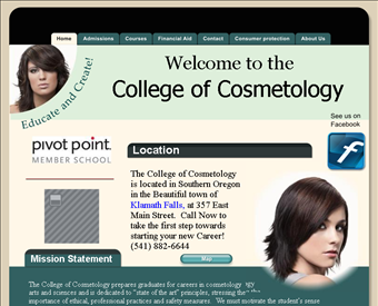 College Of Cosmetology web screenshot