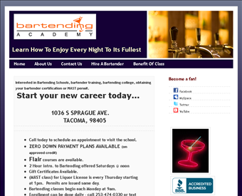 Bartending Academy Of Tacoma web screenshot