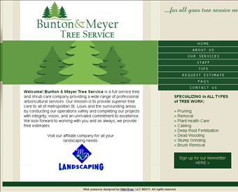 Bunton & Meyer Tree Service Inc web screenshot