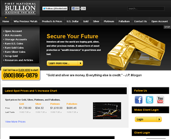 First National Bullion web screenshot