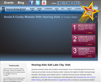 Advanced Hearing Center web screenshot