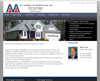 All American Mortgage Inc web screenshot
