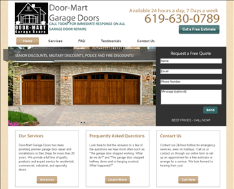 garage door installation san diego web screenshot