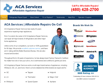 ACA Services web screenshot