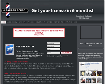 The Barber School web screenshot