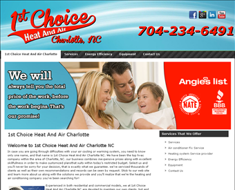 1 st Choice Heat And Air Charlotte web screenshot