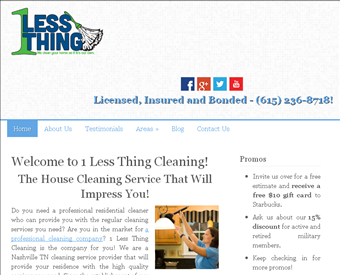 1 Less Thing Cleaning web screenshot