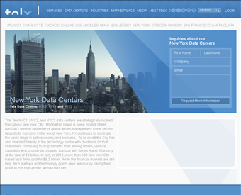 Telx NYC1 - New York Interconnection and Colocation Data Center web screenshot