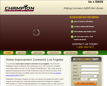 Champion Remodeling Inc. web screenshot