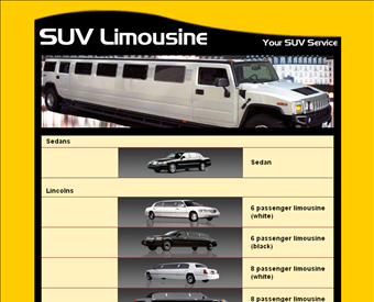 SUV Limos: Limo Service Los Angeles web screenshot