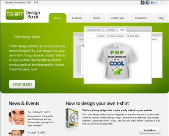 Custom t shirt printing web screenshot