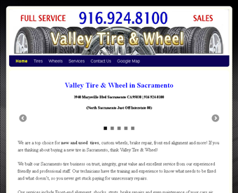Valley Tire & Wheel web screenshot