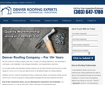 Denver Roofing Experts web screenshot