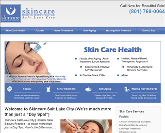 Skin Care Salt Lake City web screenshot