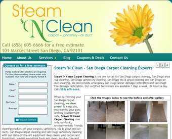 Steam N Clean Carpet Cleaning web screenshot