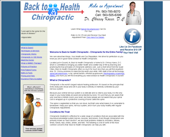 Back to Health Chiropractic web screenshot