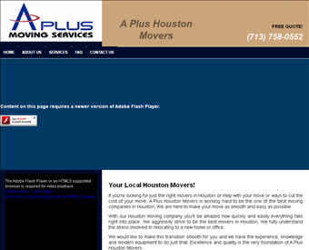 A Class Movers Houston web screenshot