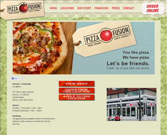 Pizza Fusion web screenshot