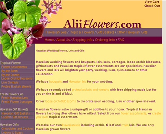 aliiflowers web screenshot