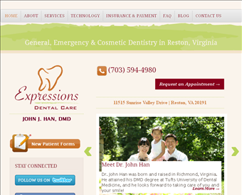 Expressions Dental Care web screenshot