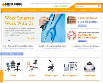 Source Medical Equipment web screenshot