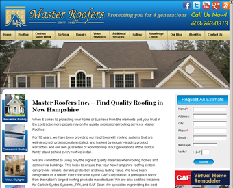 Master Roofers web screenshot