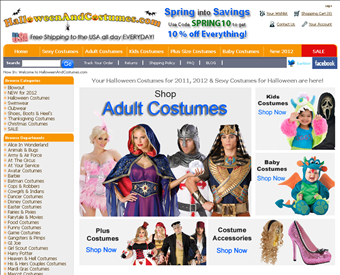 HalloweenAndCostumes.com web screenshot