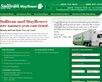 Sullivan Moving and Storage Phoenix web screenshot