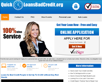 Quickloansbadcredit.org web screenshot