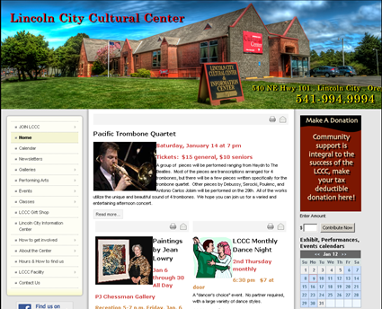 Lincoln City Cultural Center web screenshot