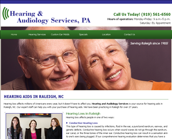 HEARING AIDS IN RALEIGH, NC web screenshot