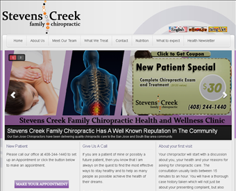 Stevens Creek Family Chiropractic web screenshot