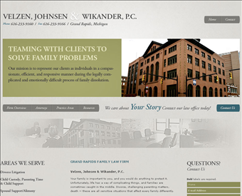 Velzen, Johnsen & Wikander, P.C. web screenshot