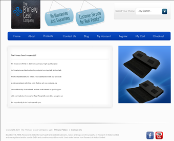 the Primary Case Company web screenshot