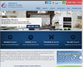 AAA Appliance Repair Service of Chicago web screenshot