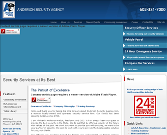 Anderson Security Agency web screenshot
