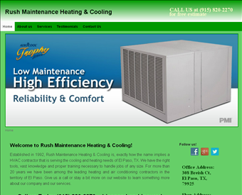 Rush Maintenance Heating & Cooling web screenshot