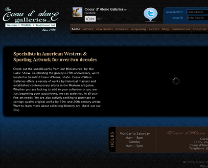 Coeur d'Alene Galleries web screenshot