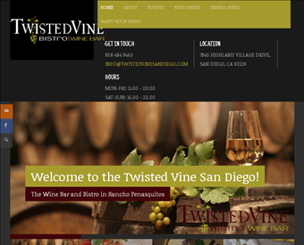 Twisted Vine Bistro & Wine Bar web screenshot