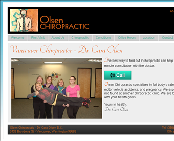 Olsen Chiropractic web screenshot