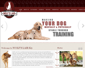 Wolf’s Lair K9 LLC web screenshot