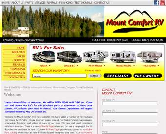 Mount Comfort RV web screenshot
