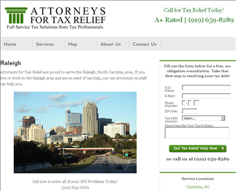 Attorneys for Tax Relief web screenshot