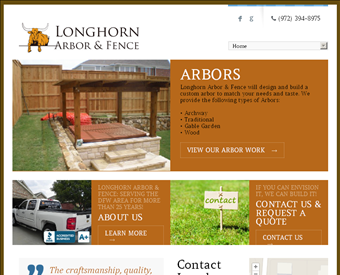Longhorn Arbor and Fence web screenshot
