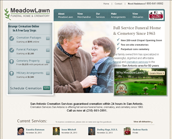 MeadowLawn Memorial Park web screenshot