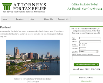 Attorneys for Tax Relief web screenshot